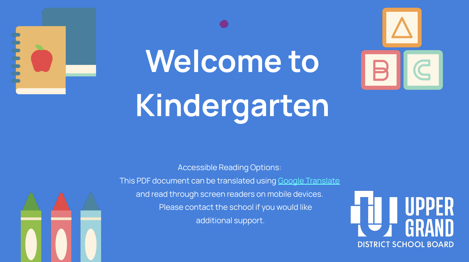 Welcome to Kindergarten text